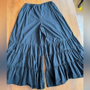 Tiered ruffled cotton pants, size medium.  Wide leg.